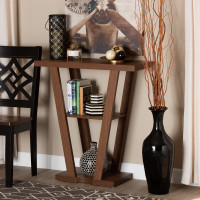 Baxton Studio FP-01-Walnut-Console Boone Modern and Contemporary Walnut Brown Finished Wood Console Table>
